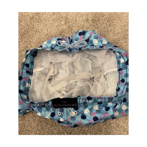 NWT TailorByrd Men's Blue Polka Dot UV Protection Quick Dry Swim Trunks, XL - Picture 8 of 8